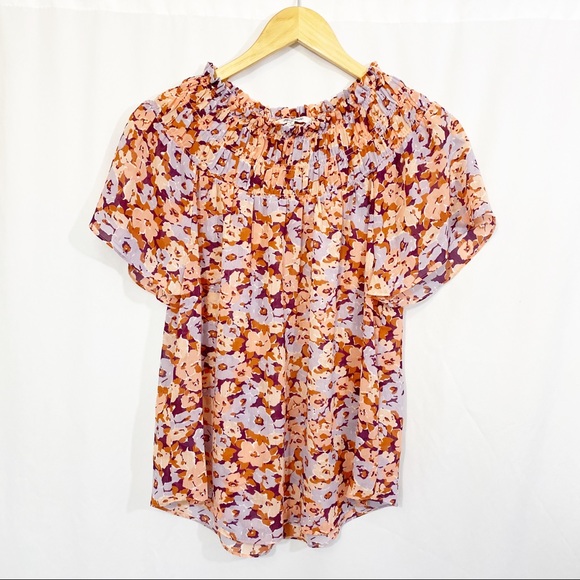 Madewell Smocked Mockneck Top in Floral Breeze - Picture 6 of 13
